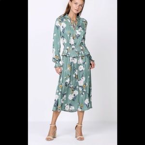 Current Air Smocked Waist Floral Midi Dress